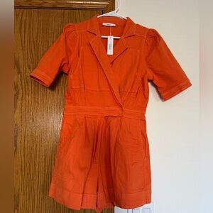 TALULAH Bright Orange Collared Top